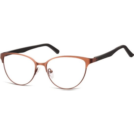 Oprawki okularowe kocie oczy damskie stalowe,giętki zausznik Sunoptic 980E brązowe